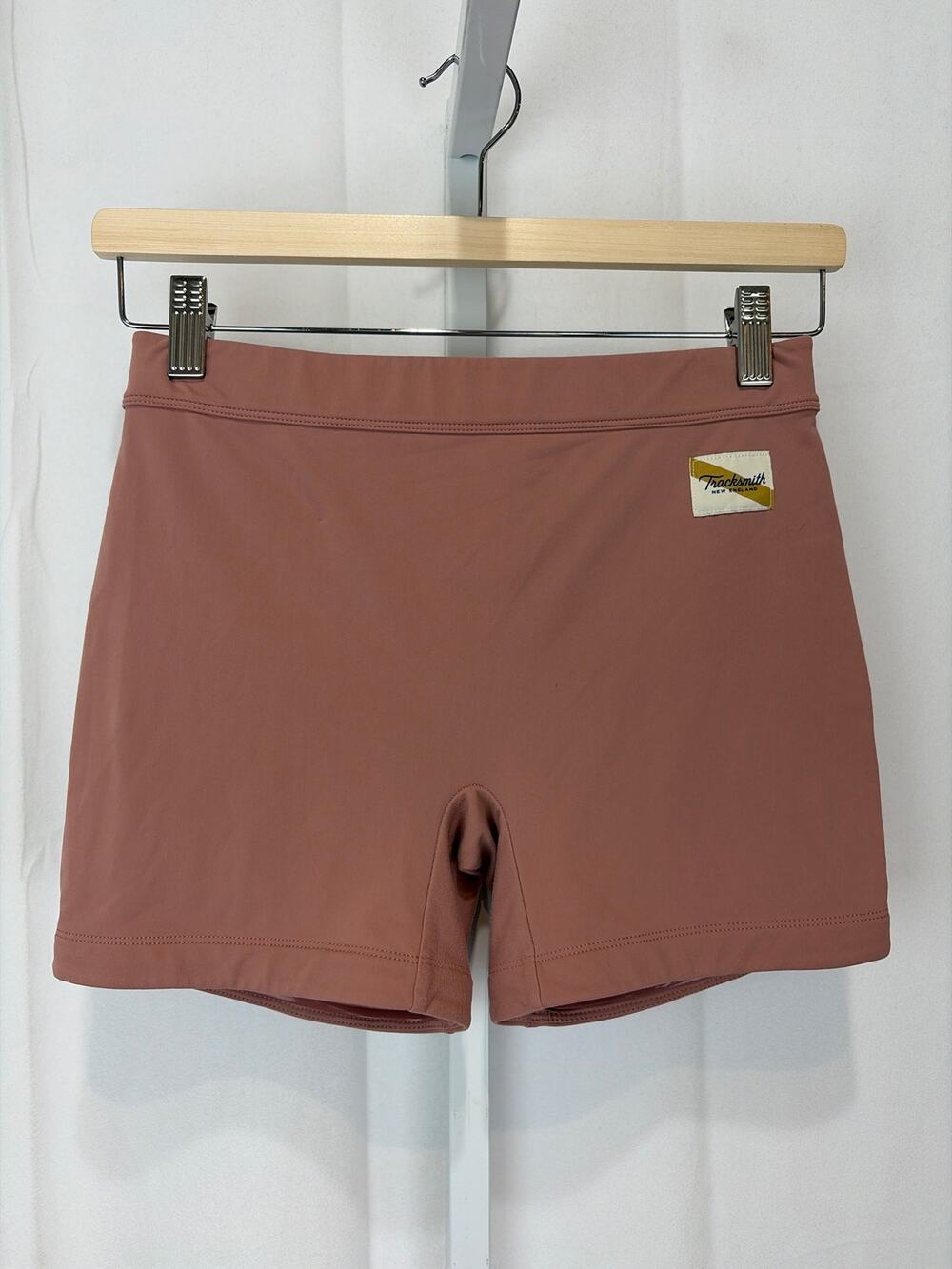 TRACKSMITH Short Tights Stretch Pockets Running Pink Tan Taupe Size S